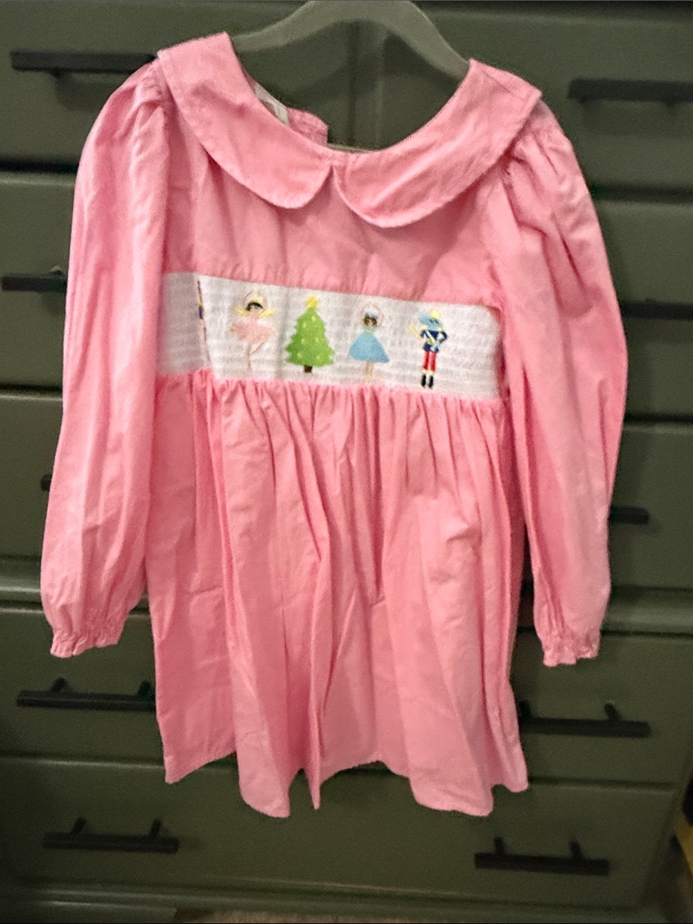 Pink Nutcracker Smocked Kids Dress
